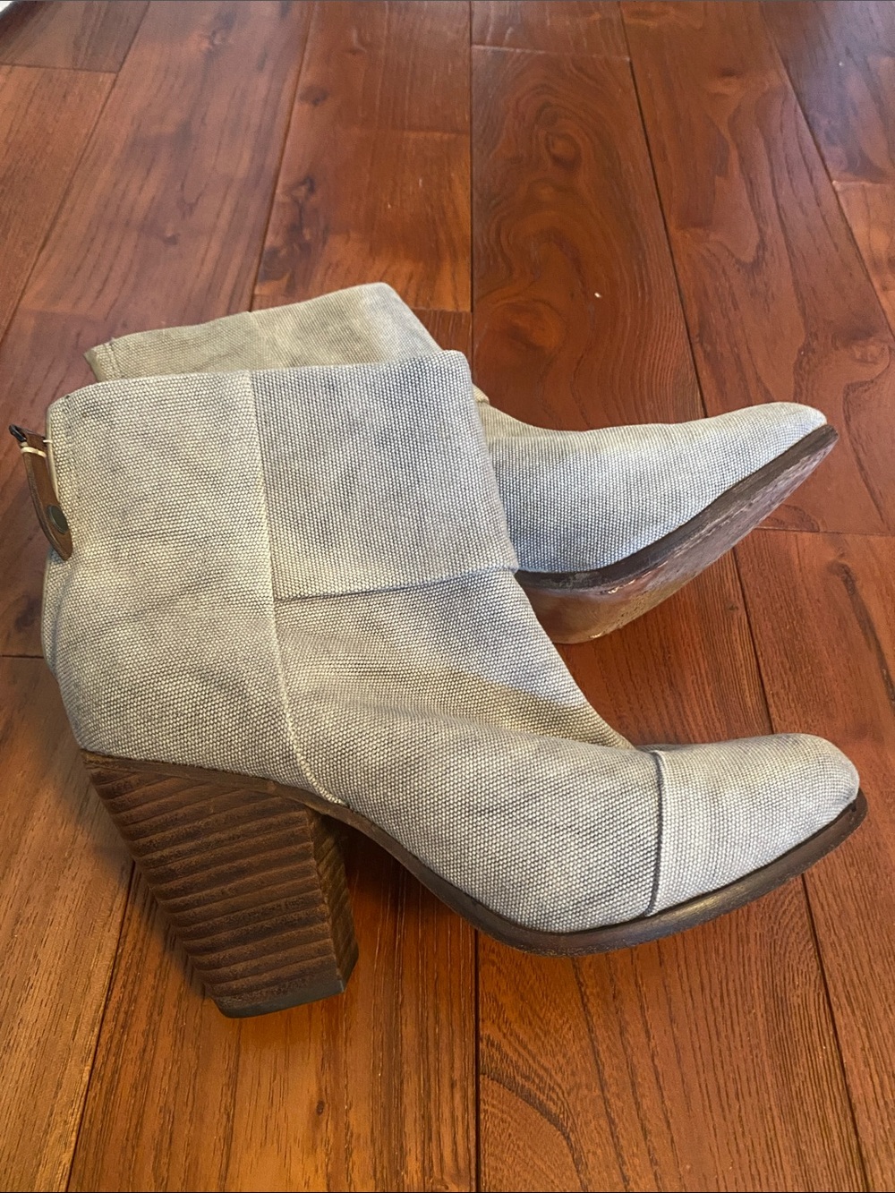 Rag & Bone Newbury gray canvas 3.5 inch heels ladies size 7.5